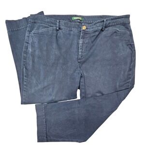 Lauren Ralph Lauren Womens 18W Navy Crop Ankle Pants Stretch Cotton Casual
